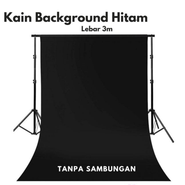 IMPODIO Background Kain hitam lebar 3m untuk backdrop fotography Premium Quality