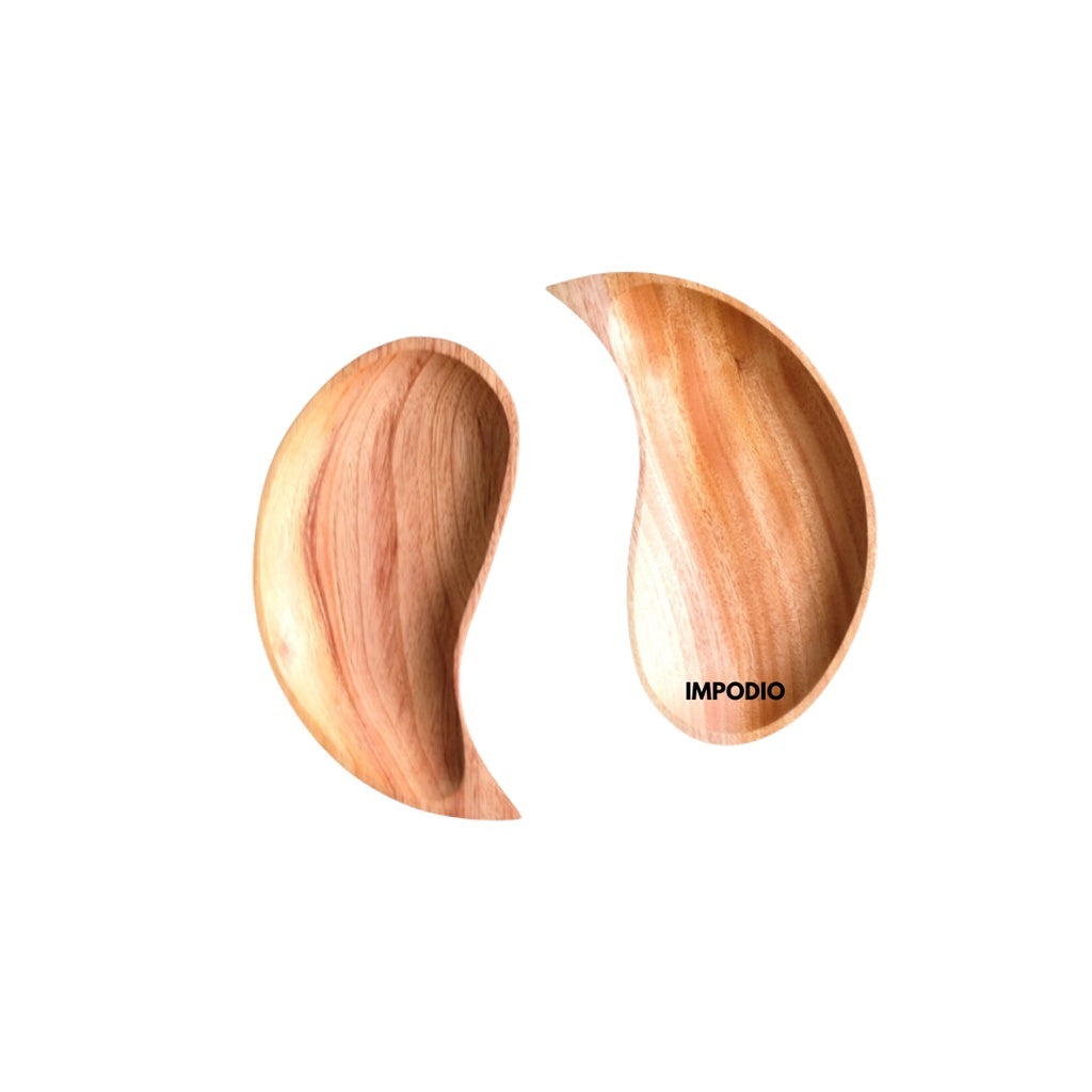IMPODIO Piring saji kayu bentuK unik yin Yang berkualitas tebal 2 Pcs