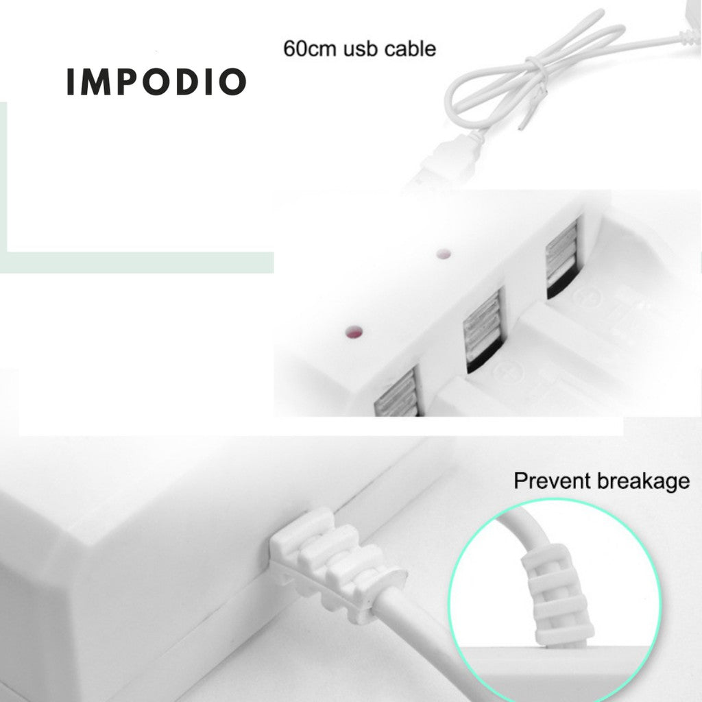 IMPODIO Charger Baterai / Batere USB bisa 4 slot untuk baterai AA/AAA