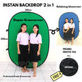 IMPODIO Instan backdrop 2 in 1 - Greenscreen dan bluescreen 200x150cm - tampak samping