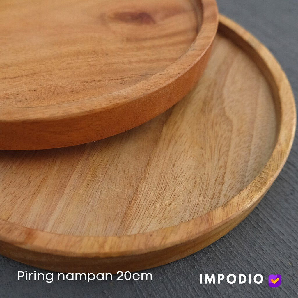 IMPODIO Piring nampan kayu bulat diameter 20cm