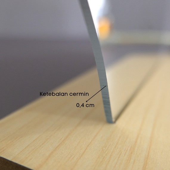 IMPODIO Cermin Aesthetic Mirror + Stand Wood / Vintage mirror