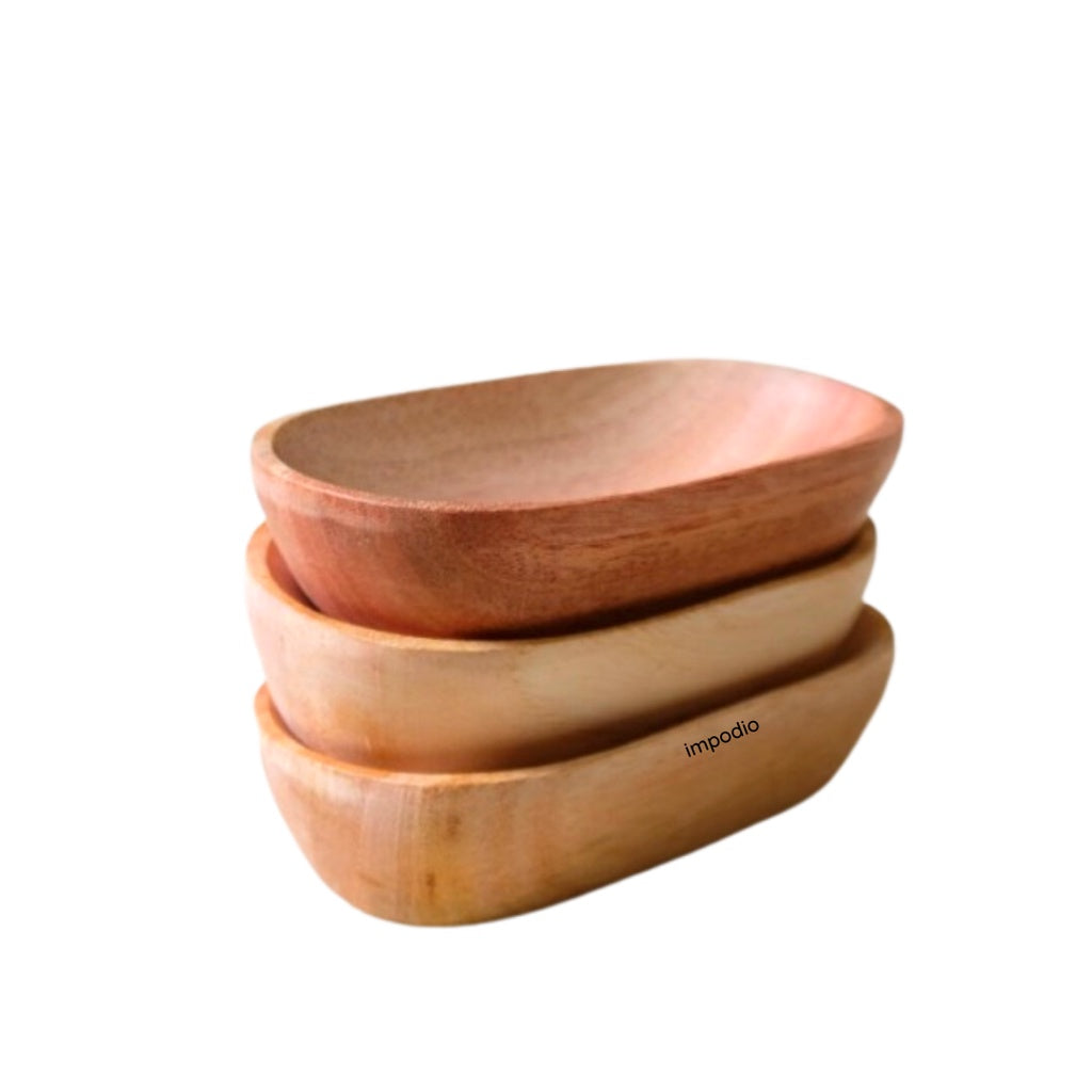 IMPODIO Plate Oval Piring Kayu kecil / Produk foto konten props