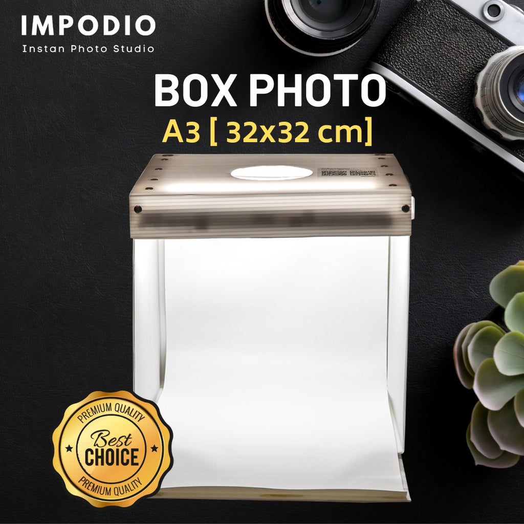 IMPODIO mini studio box photo Ukuran A3 - (Paket dengan alasfoto)