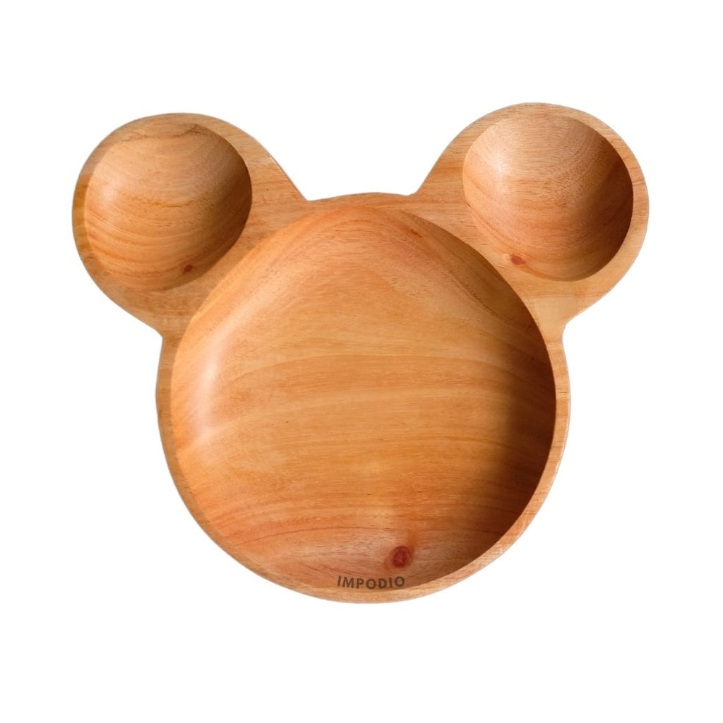 IMPODIO Piring kayu mahoni bentuk panda - wood plate unik dan berkualitas