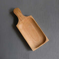 IMPODIO Piring Saji unik Kayu asli tebal ukuran 30cm x 12cm - tampak samping