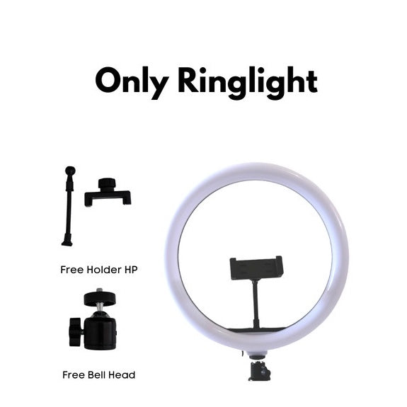 IMPODIO Ringlight diameter 30 cm 3 warna dimmable / Lampu bulat super terang