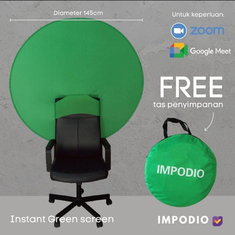 IMPODIO Instan Greenscreen Big size 145cm portable di kursi foldable