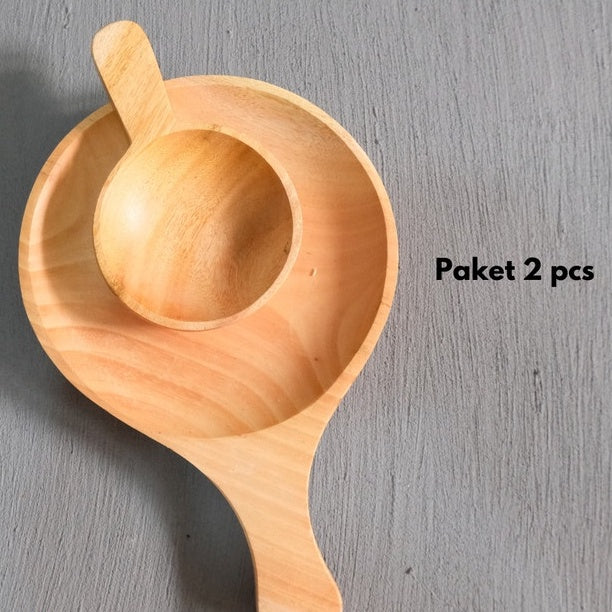 IMPODIO Piring kayu bentuk Teflon / piring aesthetic berkualitas