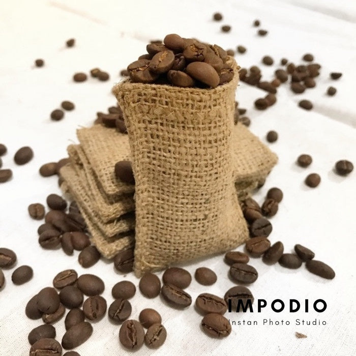 IMPODIO Karung goni mini / karung parfum kopi ukuran 6x9cm aksesoris photography