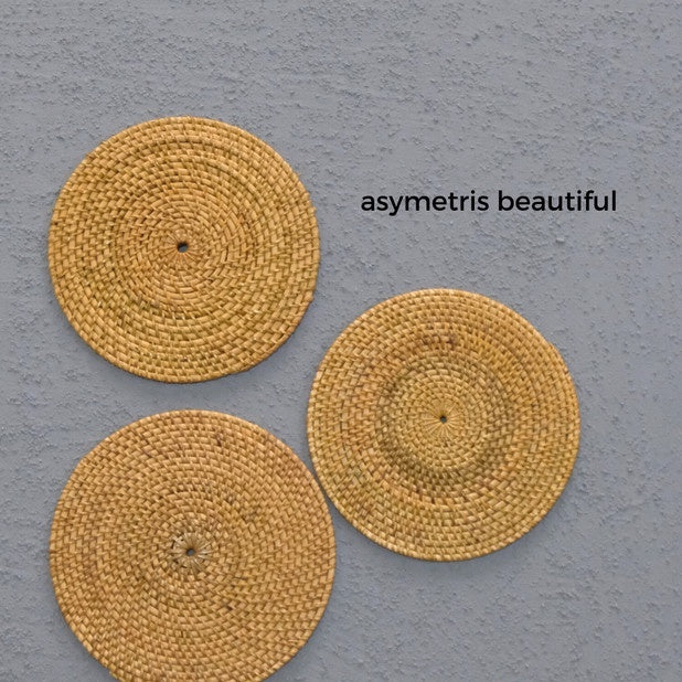 IMPODIO Placemat Rotan – Anyaman rotan diameter 20cm – anti panas meja