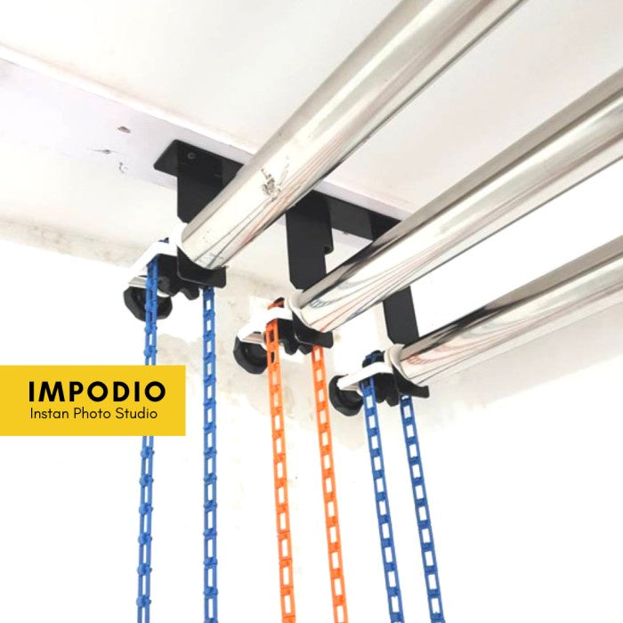 IMPODIO Expander+Pipa / kerekan background roller manual 3 roll bisa lebar 3m