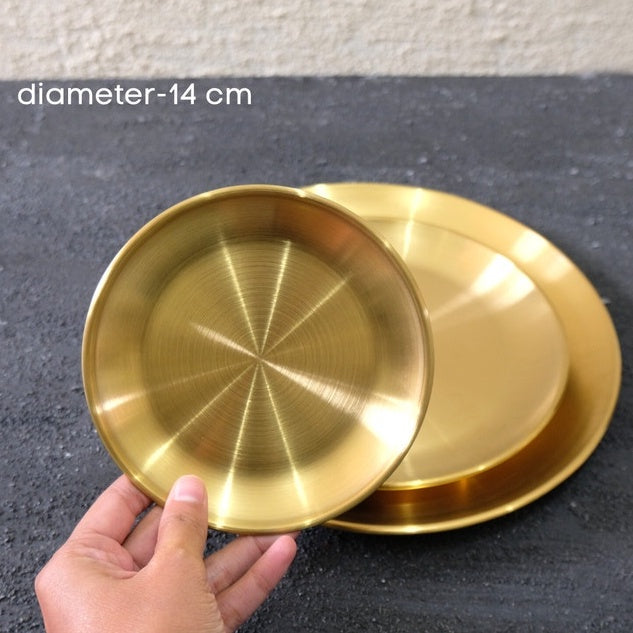 IMPODIO piring makan dekorasi Gold - Stainless Steel European 3 variasi ukuran