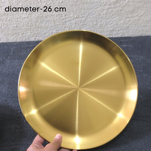 IMPODIO piring makan dekorasi Gold - Stainless Steel European 3 variasi ukuran