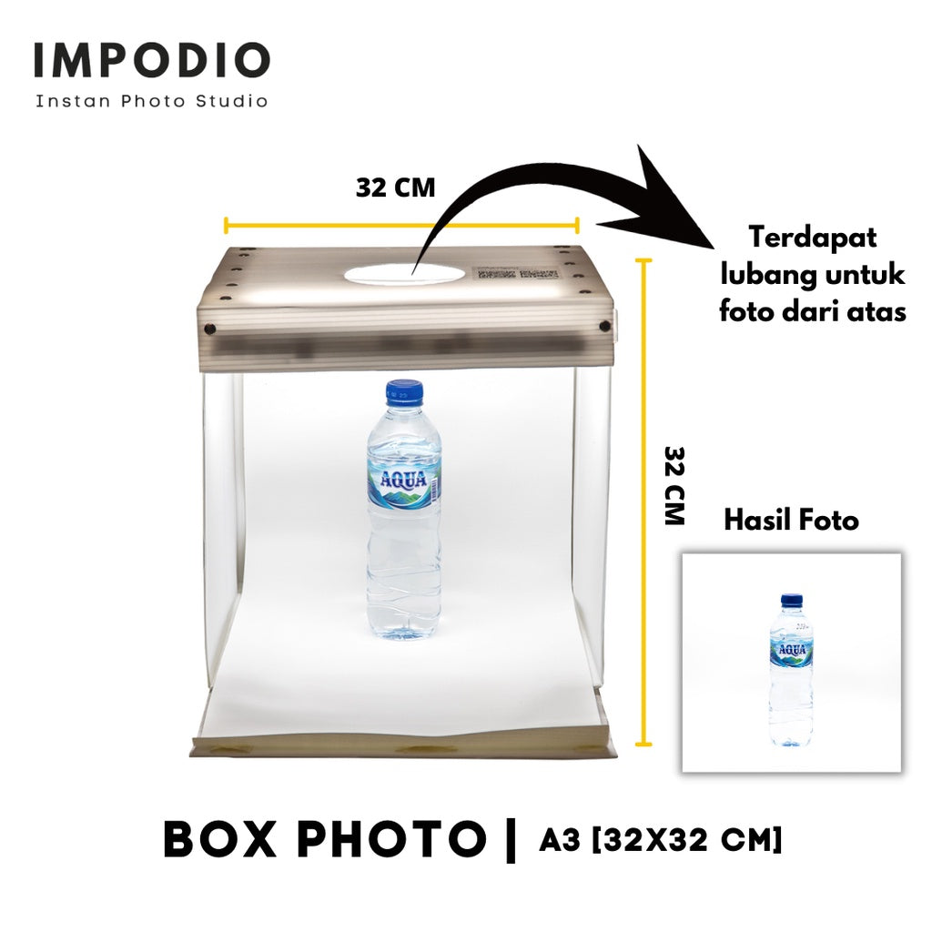 IMPODIO mini studio box photo Ukuran A3 - (Paket dengan alasfoto)