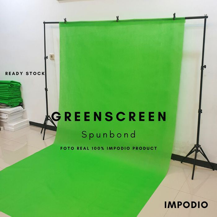 IMPODIO greenscreen spunbond backdropfoto hijau Ukuran 1.6m x permeter