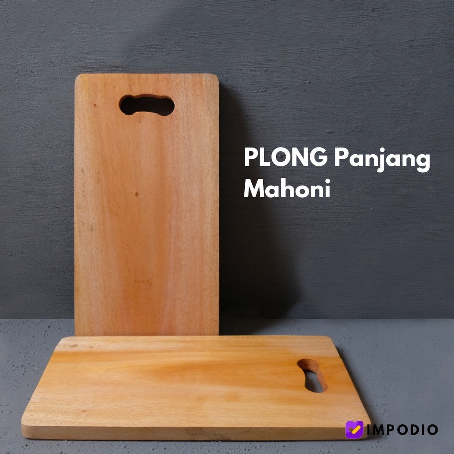 IMPODIO Telenan kayu Mahoni plong ukuran 35x8cm / Tempat potong bentuk unik
