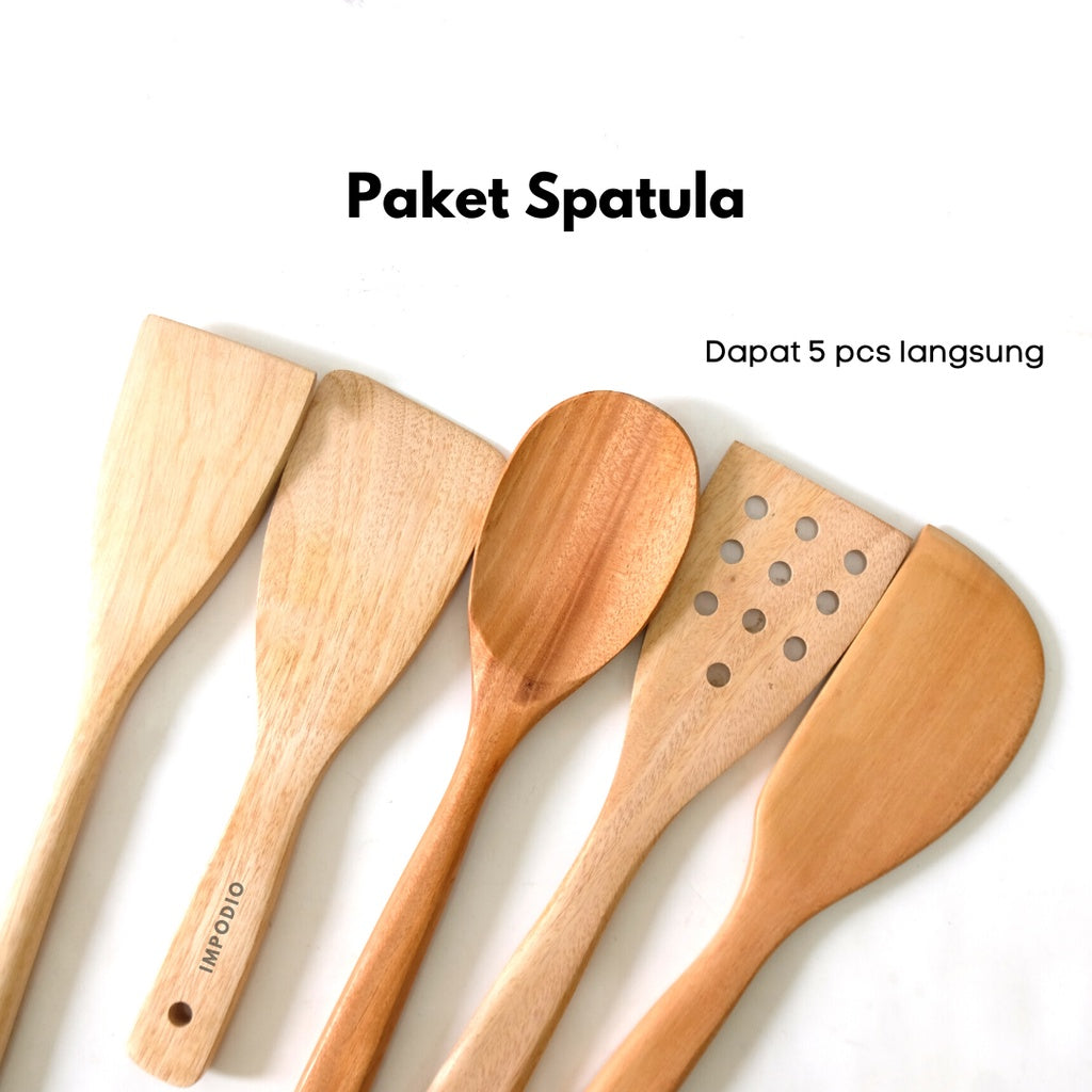 IMPODIO Spatula / Sutil / Centong masak kayu mahoni bagus panjang kuat