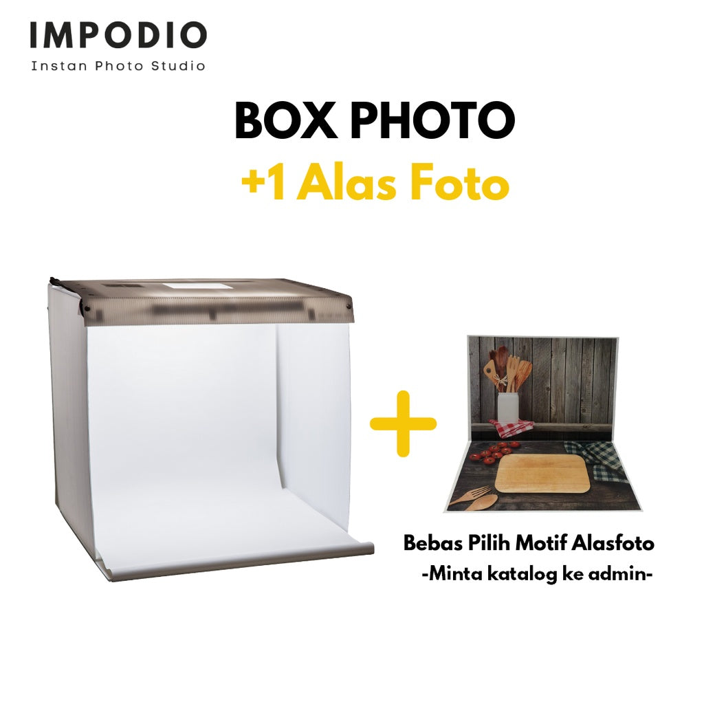 IMPODIO Box Studio Foto mini Ukuran 50x50cm 2 LED Paling terang