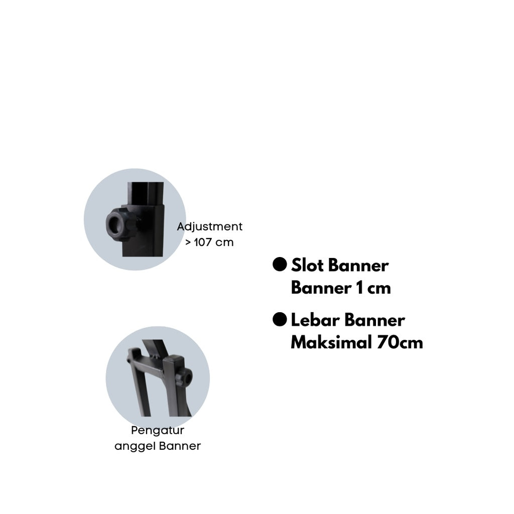 IMPODIO Tripod Banner 152 cm – TRIPOD STAND – BANNER DISPLAY IKLAN - close up