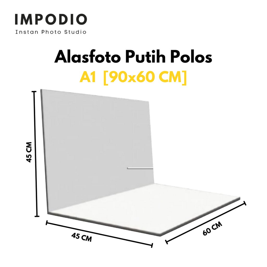 IMPODIO Alasfoto lipat motif putih polos A1 ukuran 90x60cm