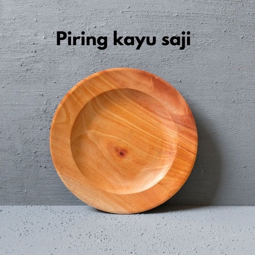 IMPODIO piring makan kayu / wooden plate diameter 23cm