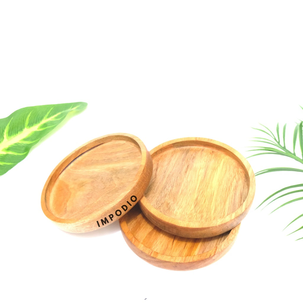 IMPODIO Coaster gelas 15cm / tatakan alas minum / props foto kayu