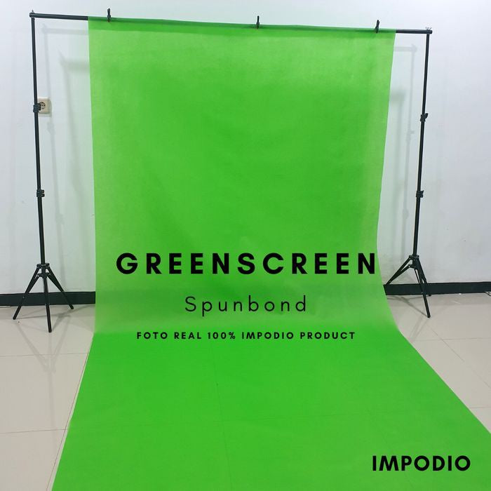 IMPODIO greenscreen spunbond backdropfoto hijau Ukuran 1.6m x permeter