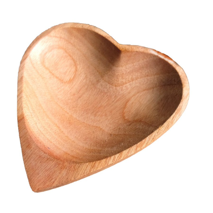IMPODIO Piring kayu bentuk Love – mangkok kayu saos hati