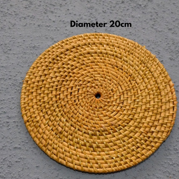 Placemat Rotan / Anyaman rotan diameter 20cm / anti panas meja