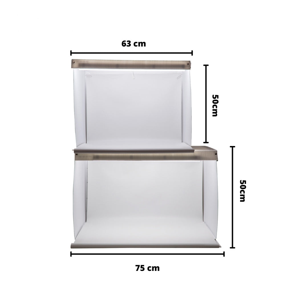 IMPODIO Box studio foto ukuran 75x50cm Free Background putih dan hitam