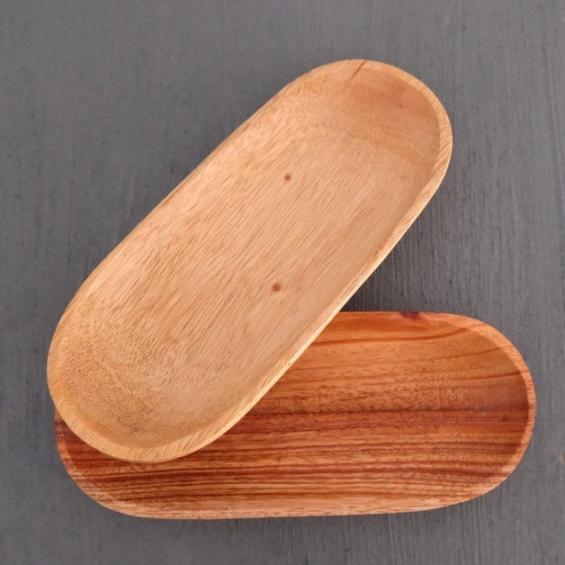 IMPODIO Piring kayu lonjong untuk piring saji - ukuran 8cm x 20cm