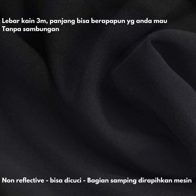 IMPODIO Background Kain hitam lebar 3m untuk backdrop fotography Premium Quality