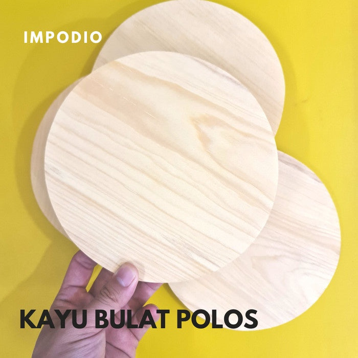 IMPODIO Talenan Kayu Pinus Model Bulat Diameter 18 cm polos tanpa kaki