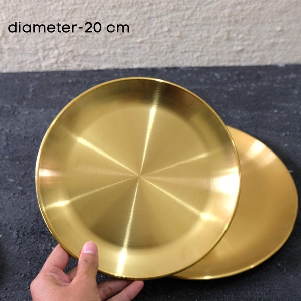 IMPODIO piring makan dekorasi Gold - Stainless Steel European 3 variasi ukuran