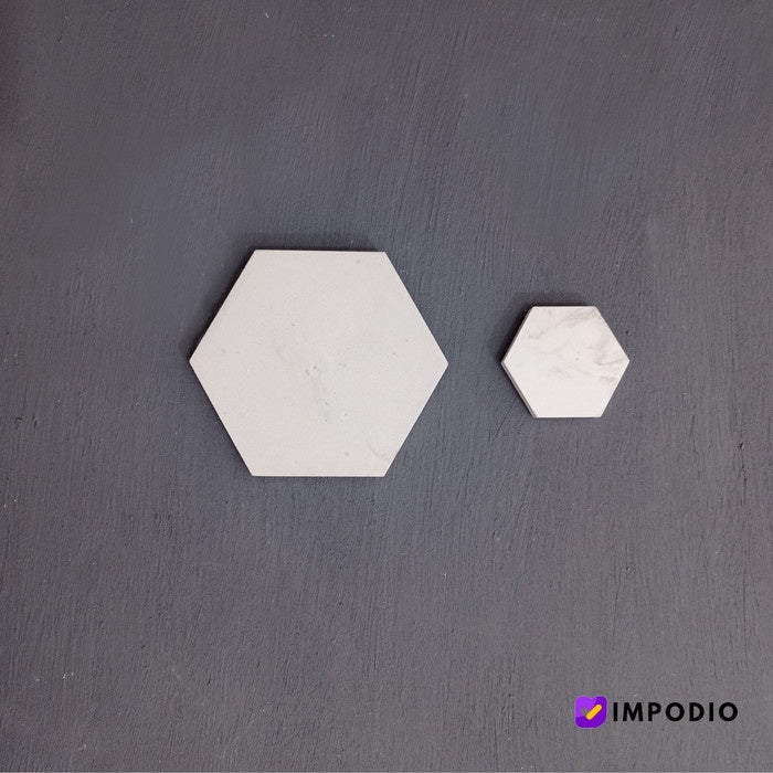 IMPODIO Coaster putih hexagon tatakan gelas photo properti studio