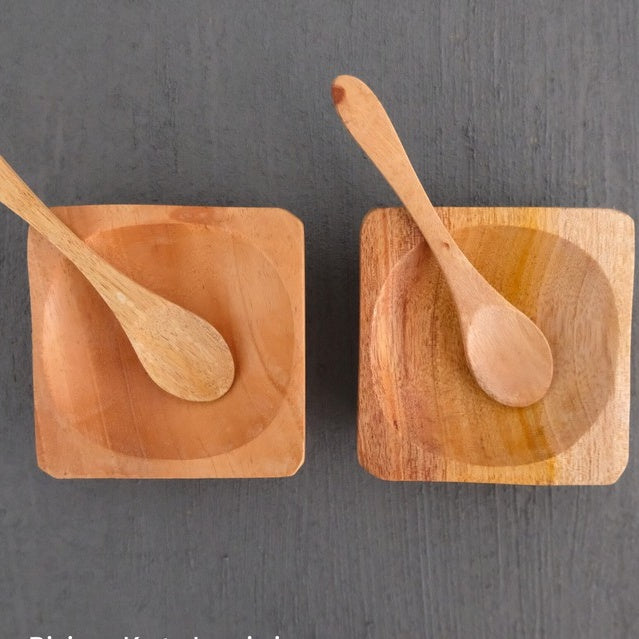 IMPODIO Piring kotak mini free sendok mini ukuran 8cm