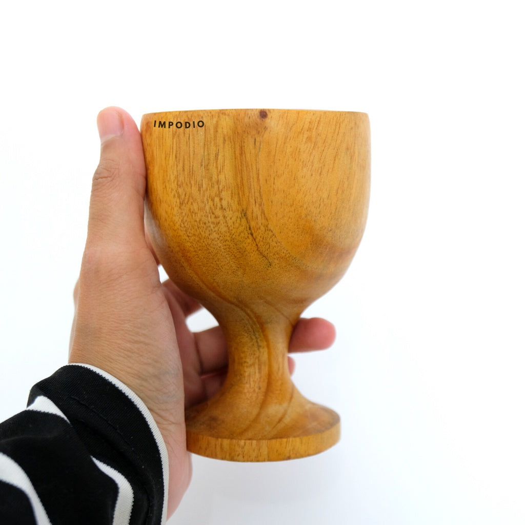 IMPODIO Gelas kayu bentuk gelas wine diameter 8 dan 12cm