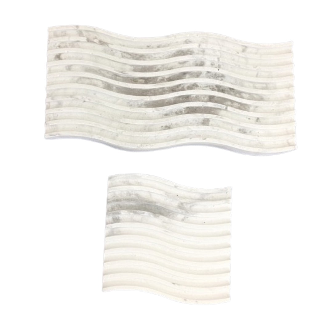 IMPODIO Coaster putih Onyx gelombang concrete series props foto / dekorasi