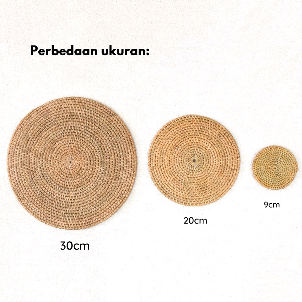 IMPODIO Placemat rotan – tatakan alas makan piring gelas bamboo - tampak samping