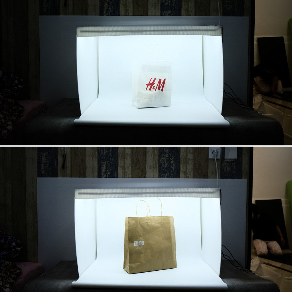 IMPODIO Box studio foto ukuran 75x50cm Free Background putih dan hitam