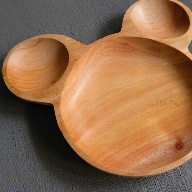 IMPODIO Piring kayu mahoni bentuk panda - wood plate unik dan berkualitas