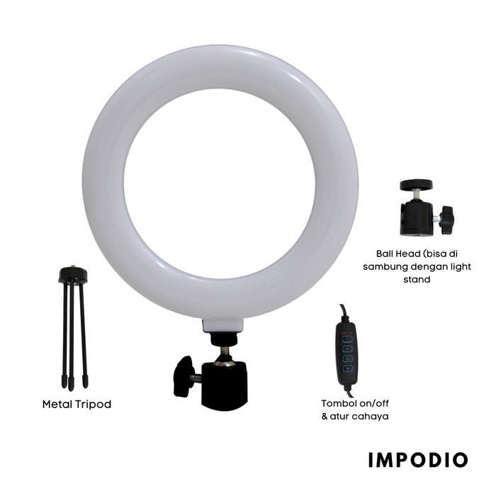 Impodio Ring Light 16cm Selfie Vlogger Livestreamer FREE Tripod Lipat