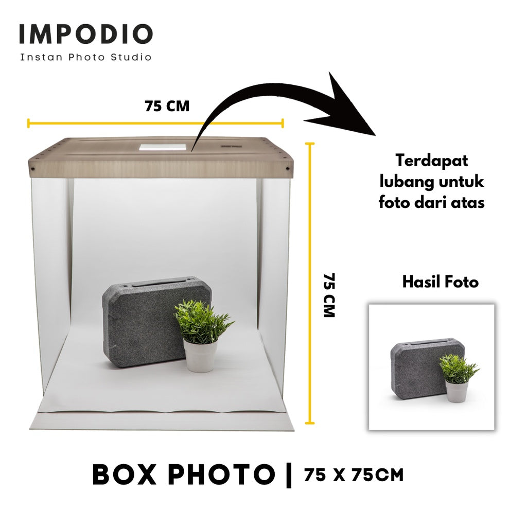 IMPODIO Mini Box Photo Studio Ukuran lebar 35 pake alasfoto