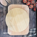 IMPODIO Talenan Kayu Pinus Model Bulat Diameter 18 cm polos tanpa kaki - close up