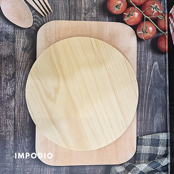 IMPODIO Talenan Kayu Pinus Model Bulat Diameter 18 cm polos tanpa kaki