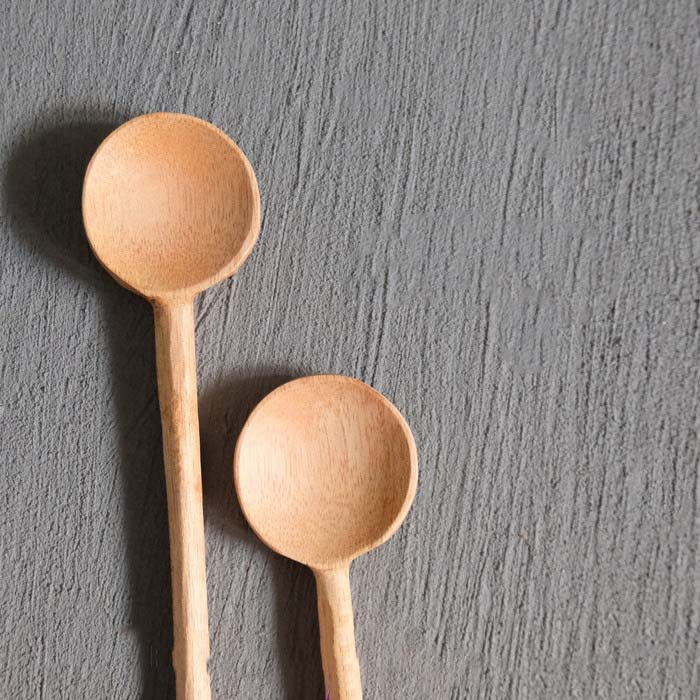 IMPODIO Sendok kayu bulat ala korean spoon - tampak samping