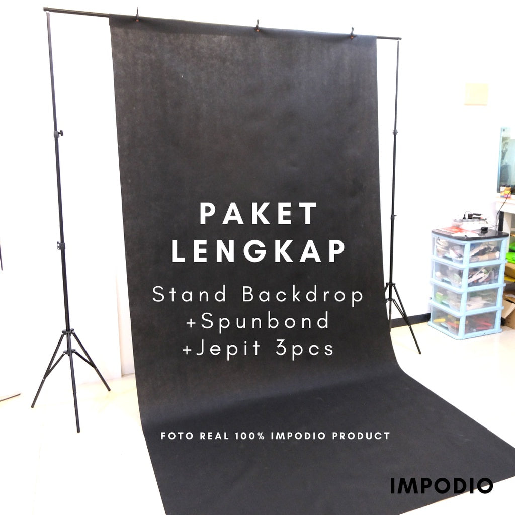 IMPODIO Paket Background spunbond berbagai warna + Stand backdrop 3m LENGKAP
