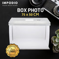 IMPODIO Box studio foto ukuran 75x50cm Free Background putih dan hitam