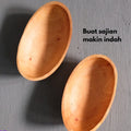 IMPODIO Piring mangkok bahan kayu bentuk lonjong mewah - close up